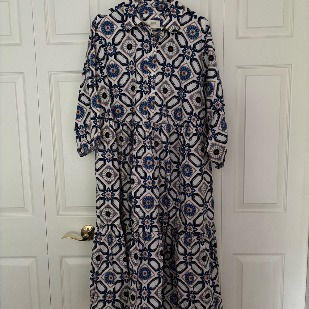 Maeve Anthropologie linen long summer dress
